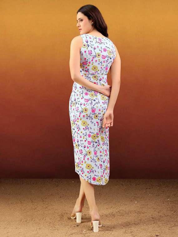 women printed sleeveless high low dress - 22549342 -  Standard Image - 4