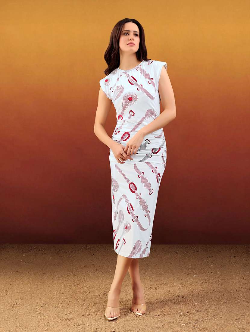 women printed cap sleeves bodycon dress - 22549357 -  Standard Image - 1