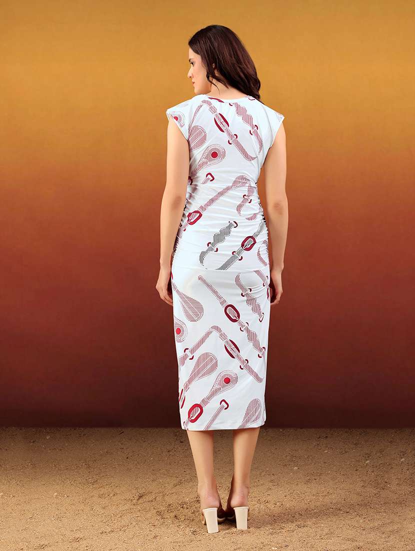 women printed cap sleeves bodycon dress - 22549357 -  Standard Image - 4
