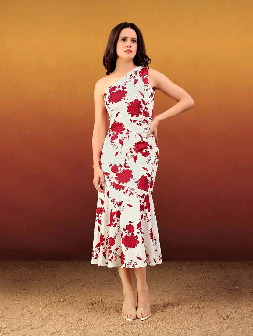 women printed single shoulder sheath dress - 22549362 -  Standard Image - 4