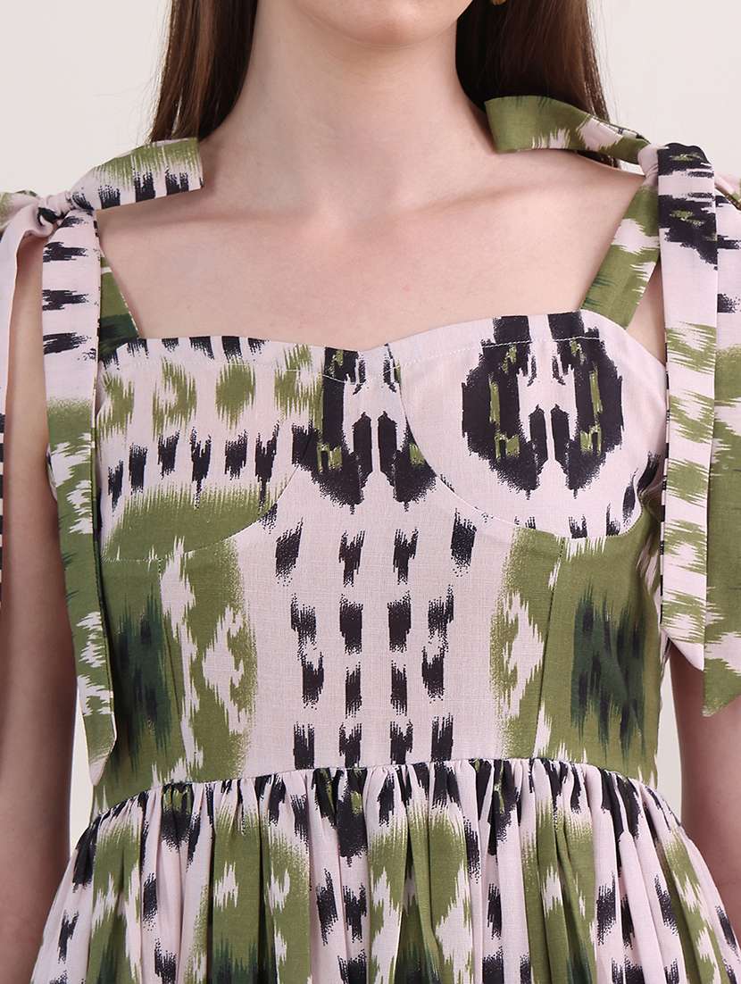 women printed shoulder strap fit and flare dress - 22549378 -  Standard Image - 1