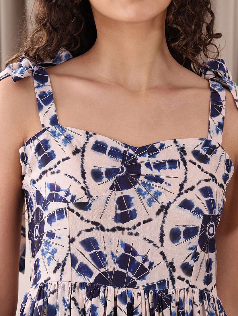 women printed shoulder strap fit and flare dress - 22549380 -  Standard Image - 1