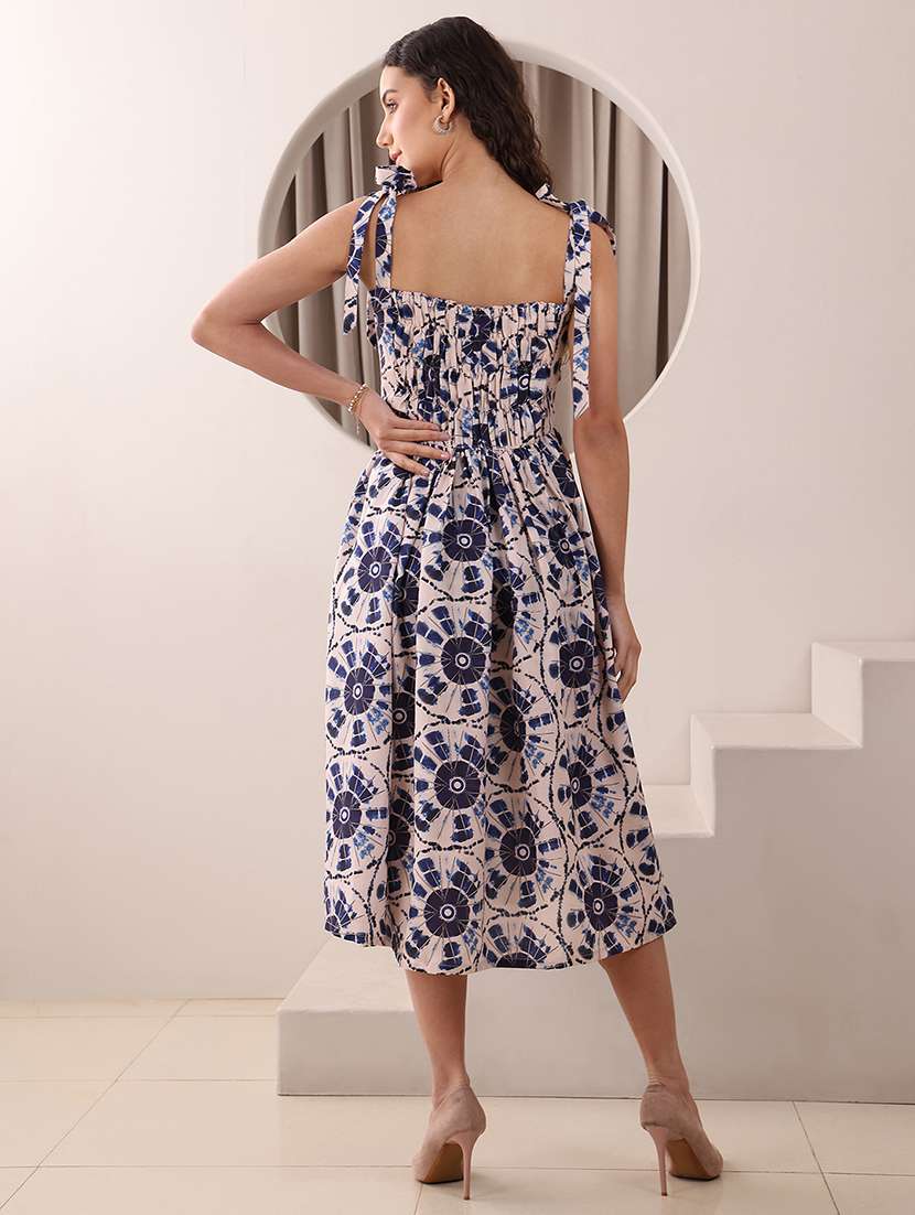women printed shoulder strap fit and flare dress - 22549380 -  Standard Image - 4