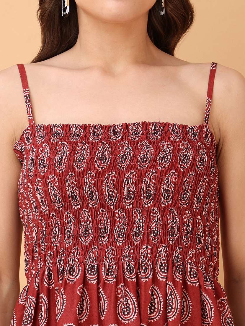 Women Printed Shoulder Strap Fit And Flare Dress - 22549422 -  Standard Image - 1