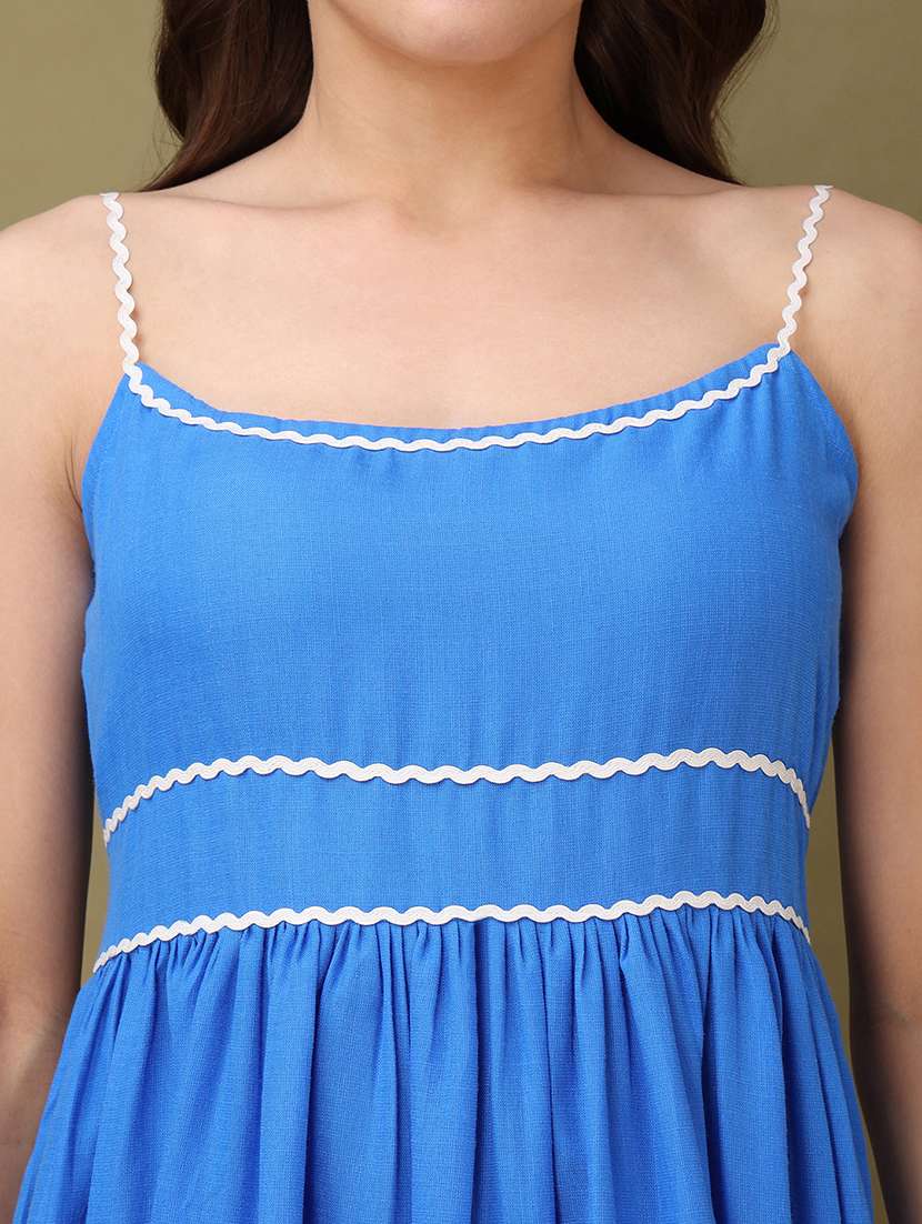 women solid shoulder strap fit and flare dress - 22549437 -  Standard Image - 1