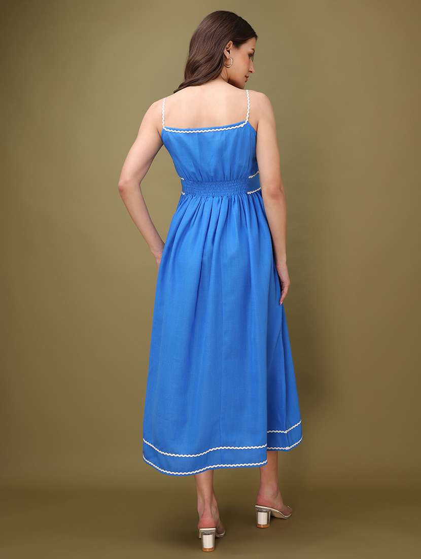 women solid shoulder strap fit and flare dress - 22549437 -  Standard Image - 4