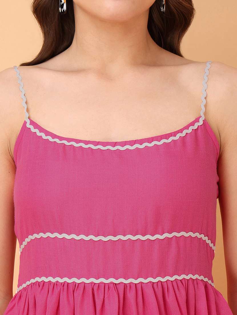 women solid shoulder strap fit and flare dress - 22549440 -  Standard Image - 1