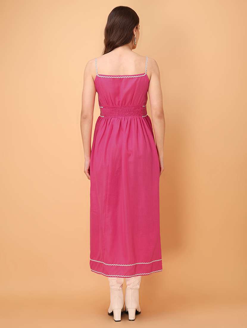 women solid shoulder strap fit and flare dress - 22549440 -  Standard Image - 4