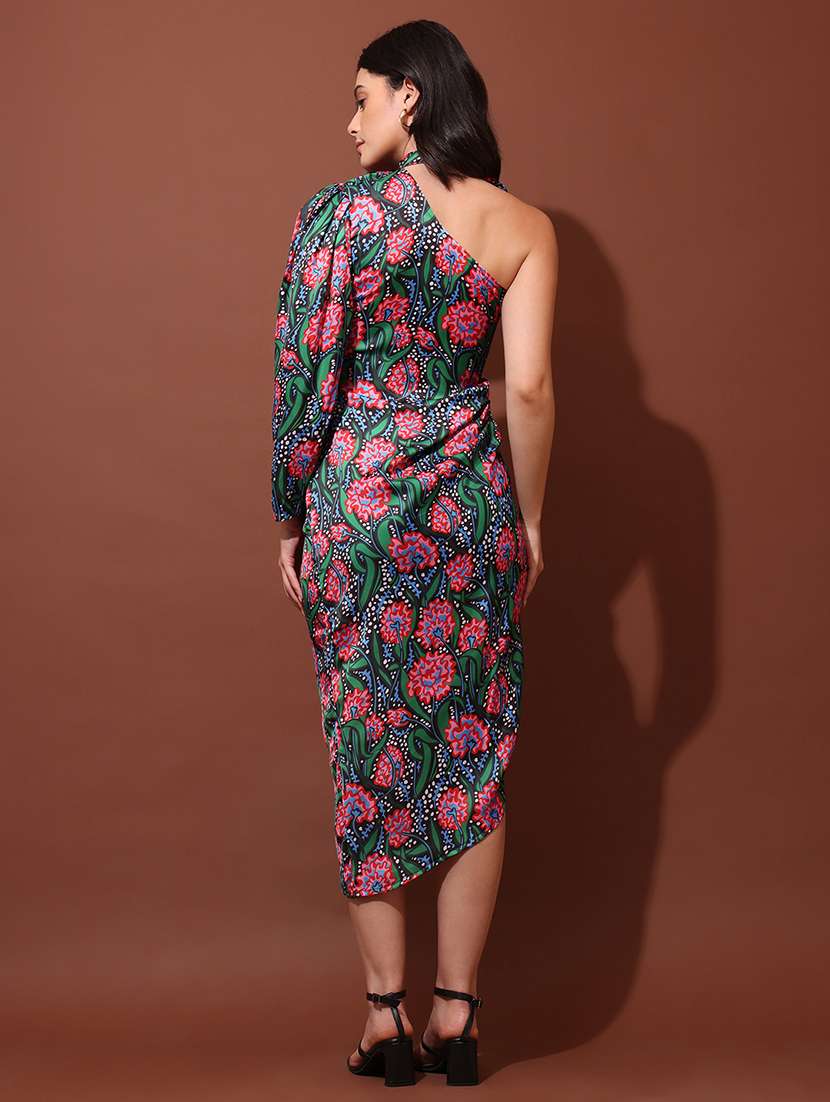 Women Printed Single Shoulder Asymmetric Dress - 22549468 -  Standard Image - 4