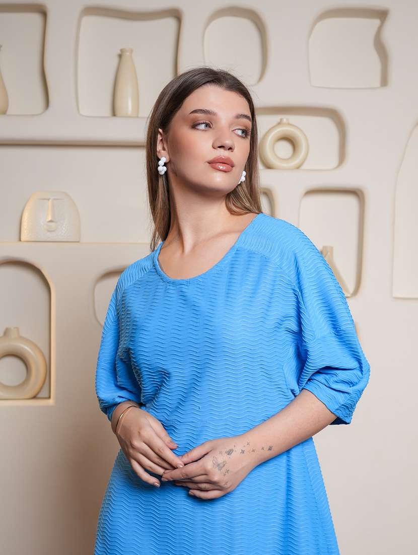 women s elf design three quarter sleeves a-line dress - 22549500 -  Standard Image - 1