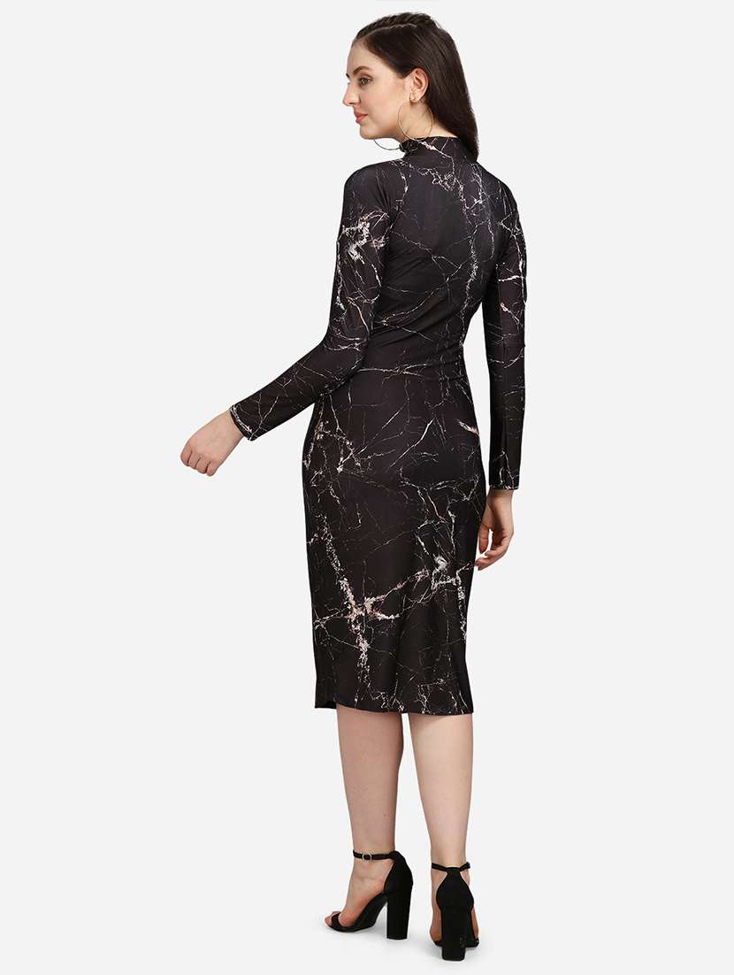 women printed long sleeves bodycon dress - 22549515 -  Standard Image - 4