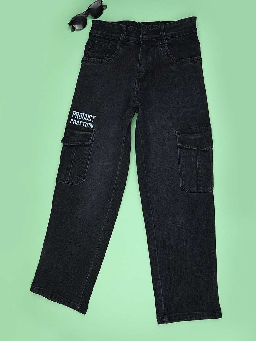 boys typographic printed mid rise cargo jeans - 22549569 -  Standard Image - 1