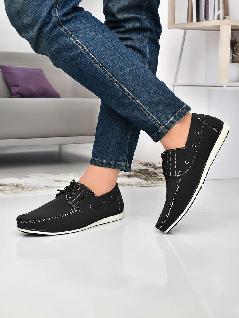 men solid lace up boat shoes - 22549880 -  Standard Image - 4