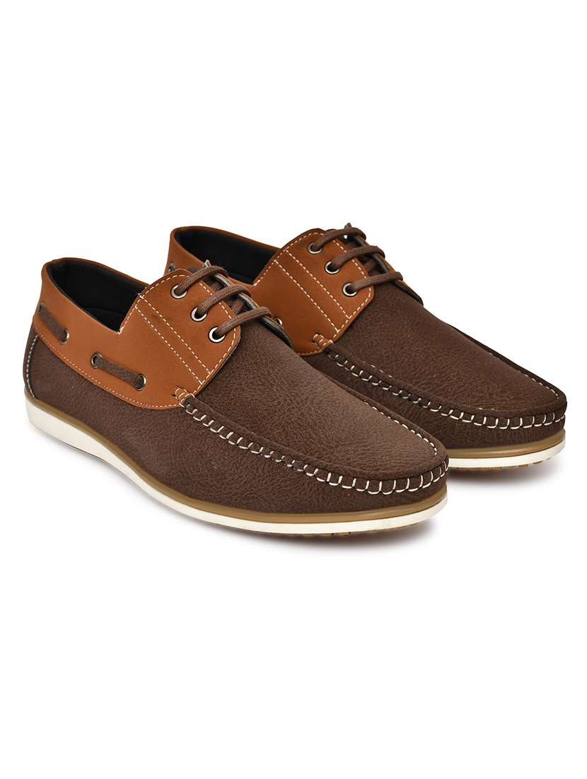 men solid lace up boat shoes - 22549882 -  Standard Image - 1