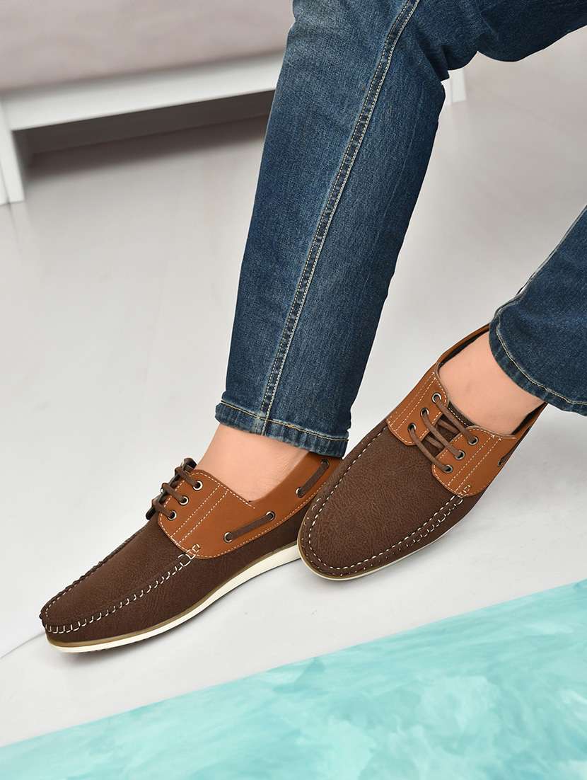 men solid lace up boat shoes - 22549882 -  Standard Image - 4