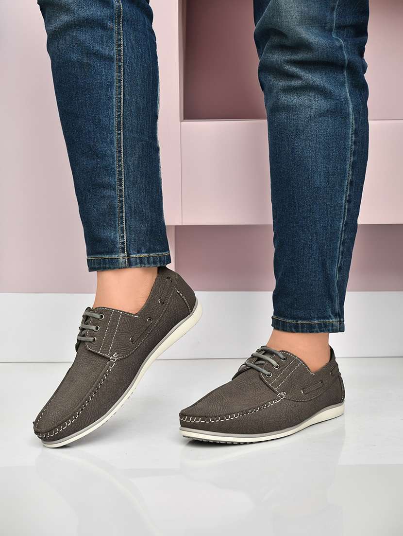 men solid lace up boat shoes - 22549883 -  Standard Image - 4