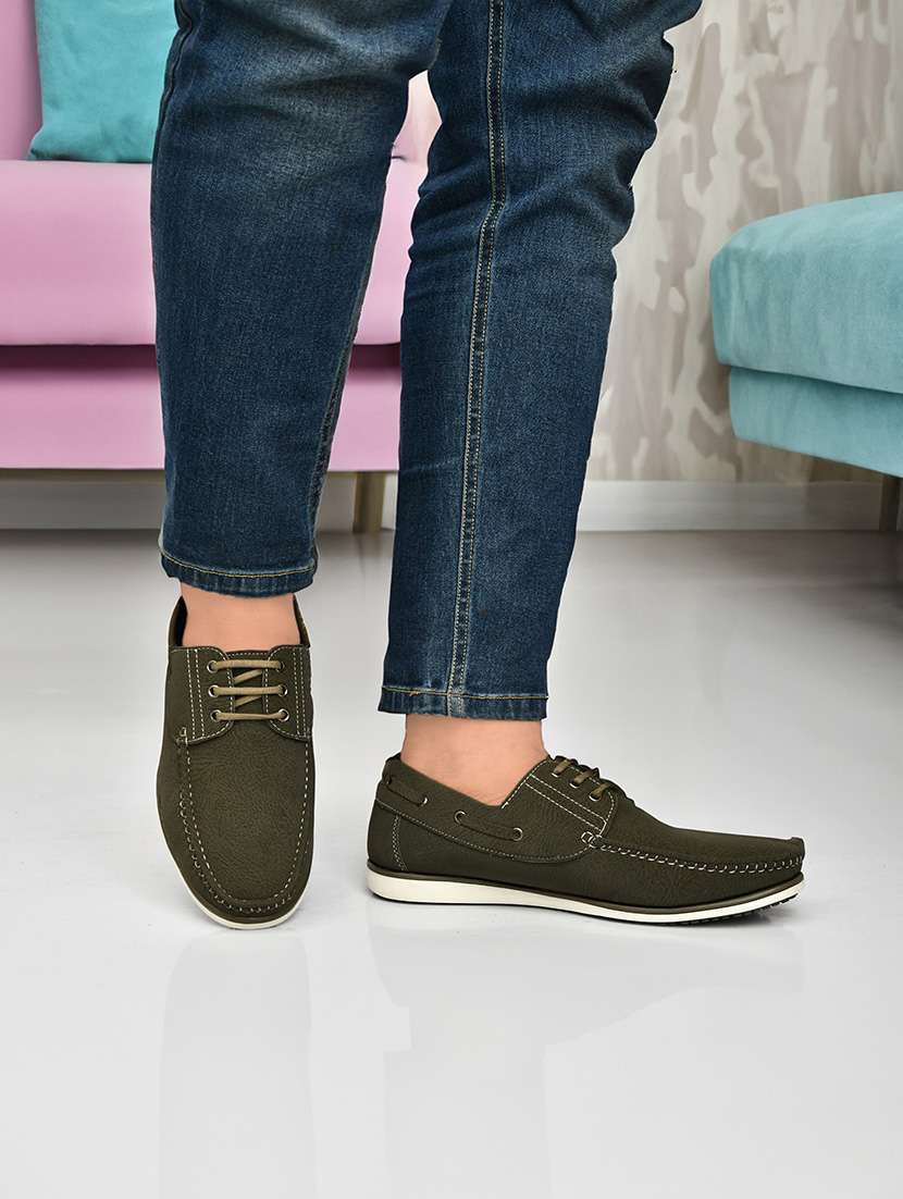 men solid lace up boat shoes - 22549884 -  Standard Image - 4