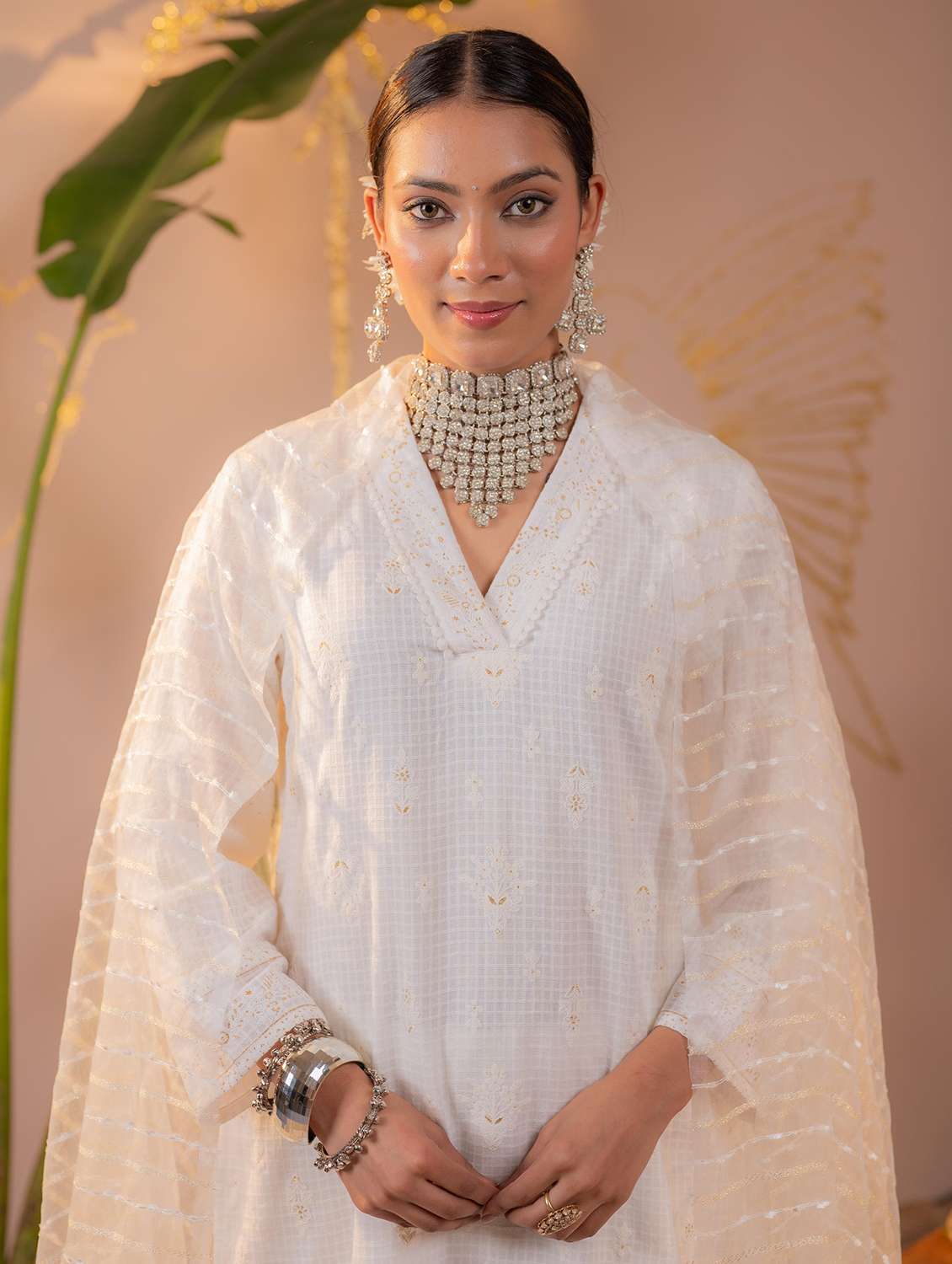 women embroidered long sleeve kurta salwar with dupatta set - 22549934 -  Standard Image - 1