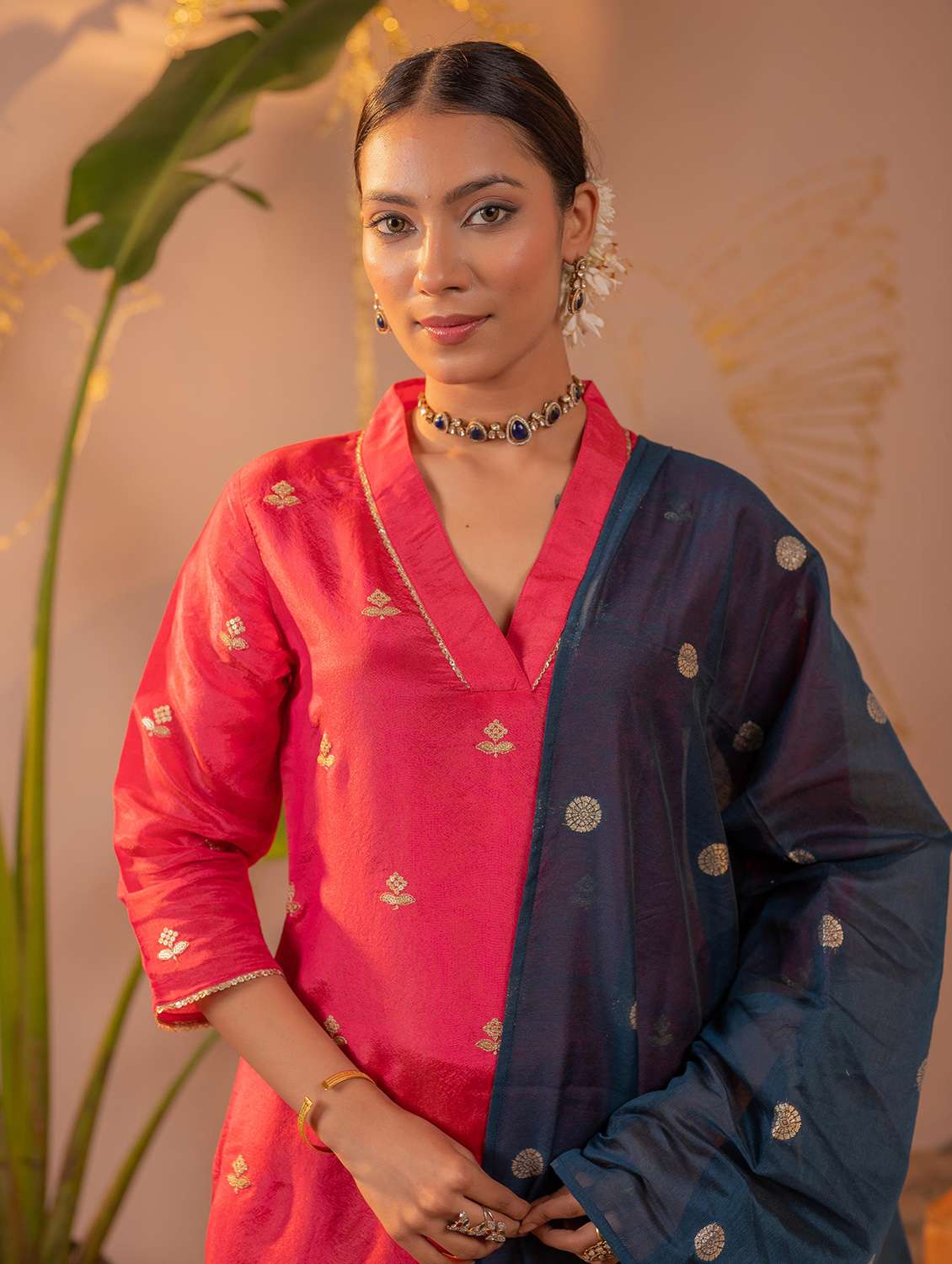women embroidered v neck kurta pant with dupattta set - 22549968 -  Standard Image - 1