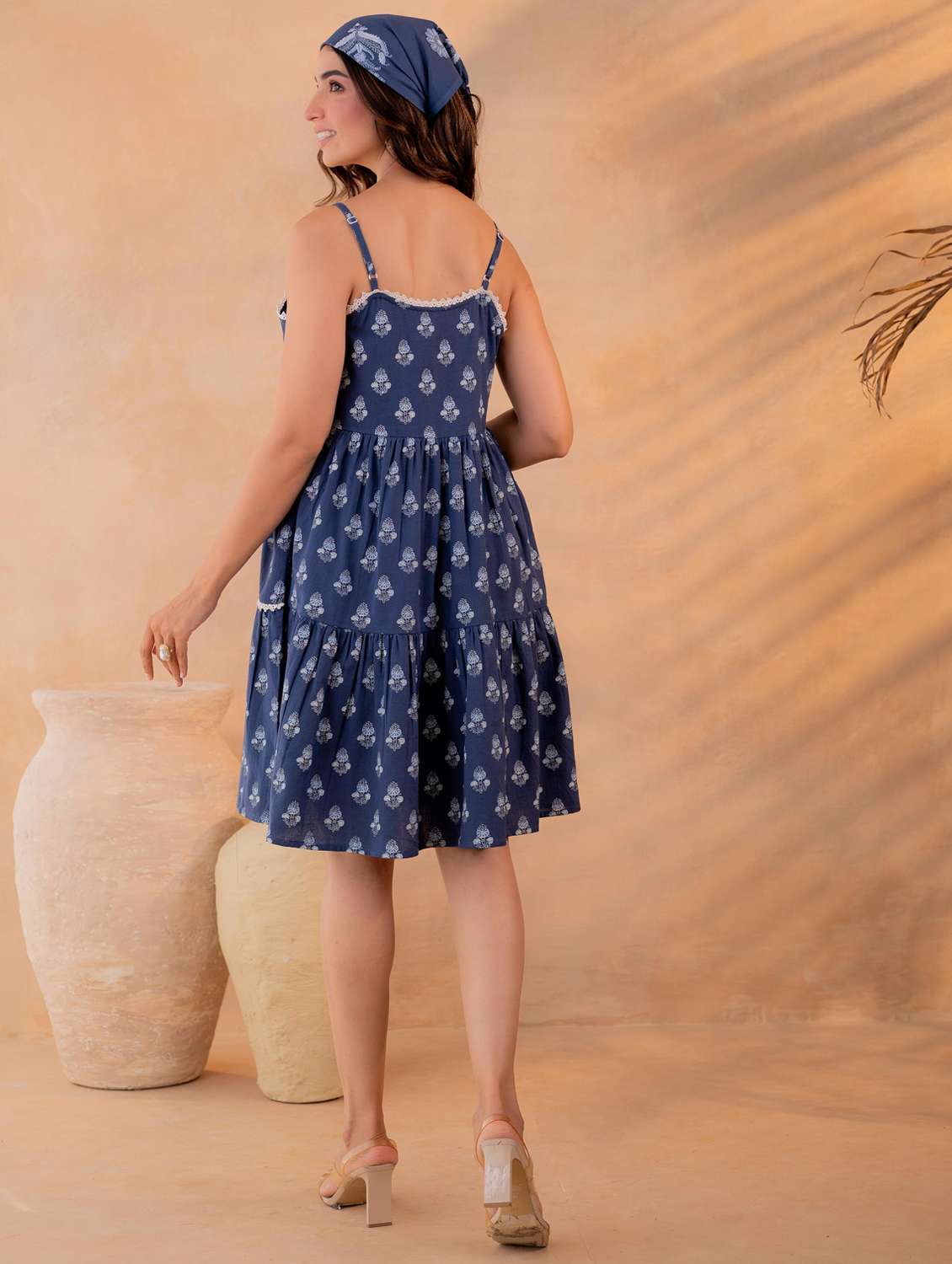 women printed shoulder strap tiered dress - 22550106 -  Standard Image - 4