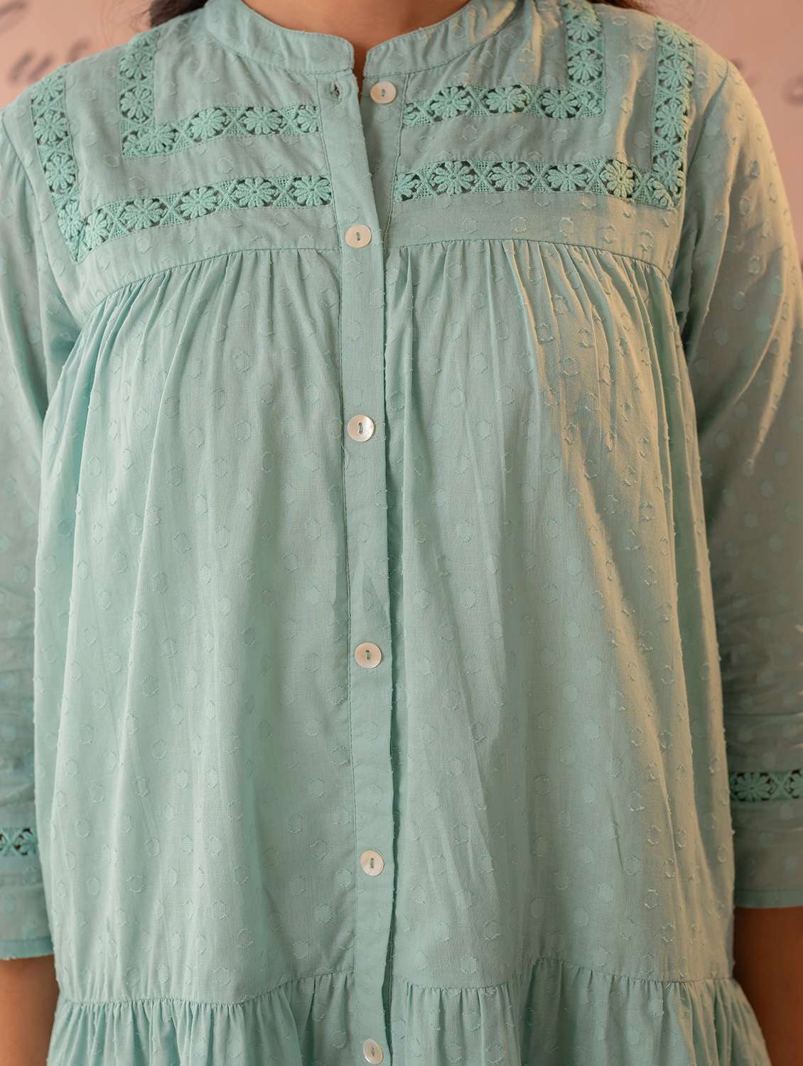 women self design three quarter sleeves tiered dress - 22550111 -  Standard Image - 4