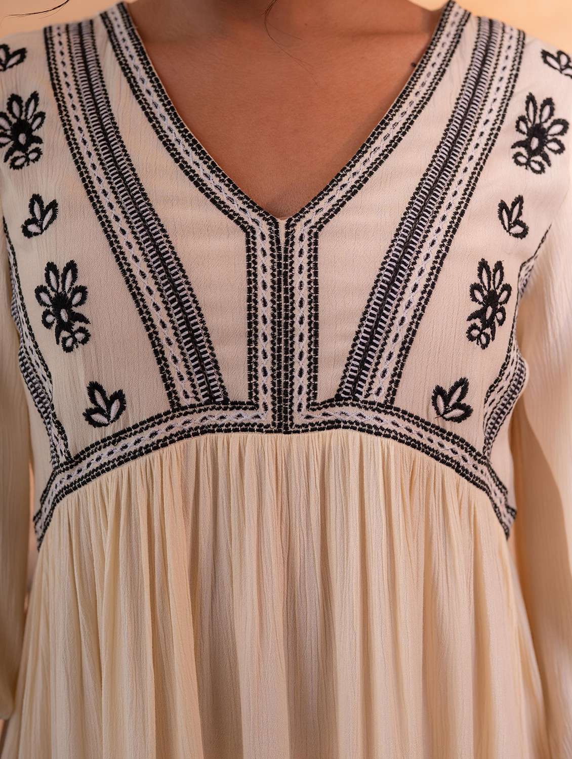 Women Embroidered Three Quarter Sleeves Tiered Dress - 22550143 -  Standard Image - 1