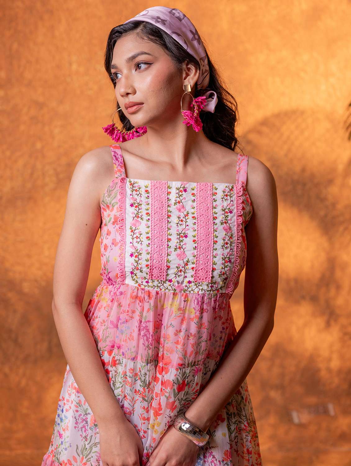 Women Printed Shoulder Strap Tiered Dress - 22550203 -  Standard Image - 1