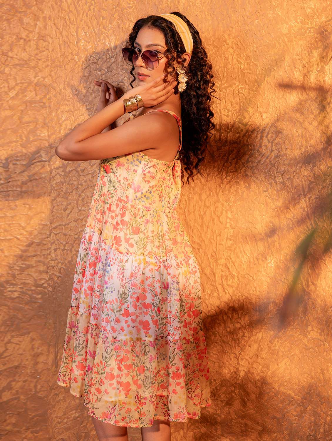 Women Printed Shoulder Strap Tiered Dress - 22550204 -  Standard Image - 1