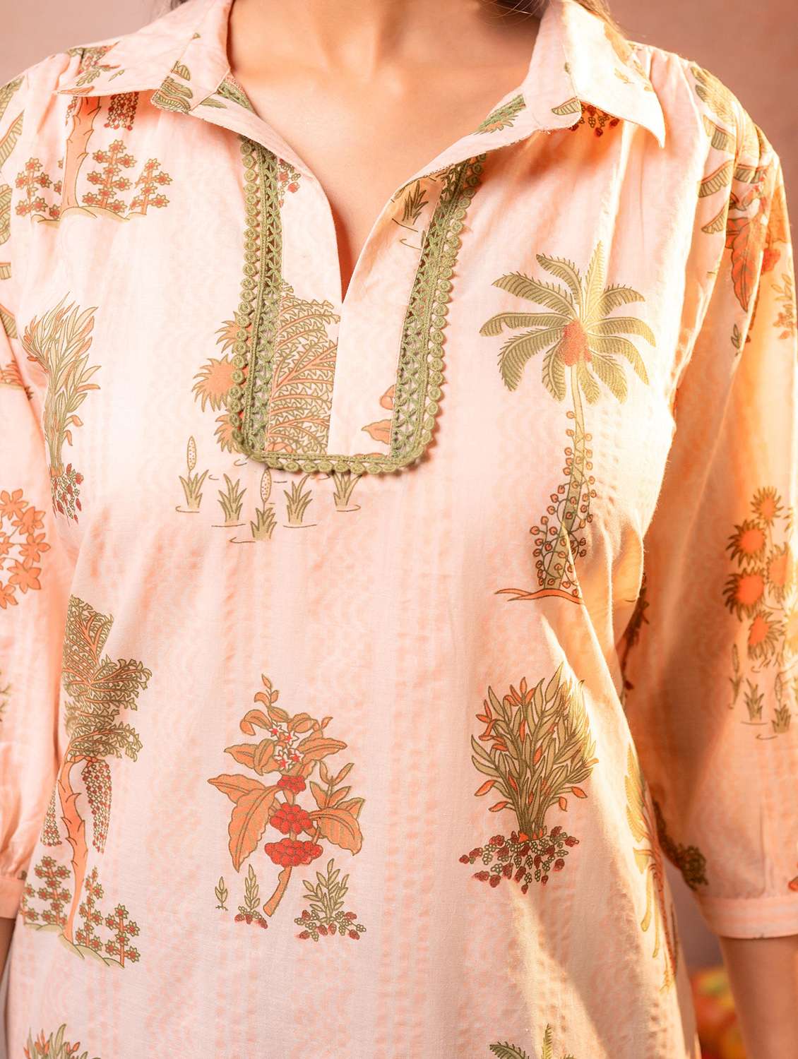 Women Printed Three Quarter Sleeves Straight Kurta - 22550222 -  Standard Image - 4