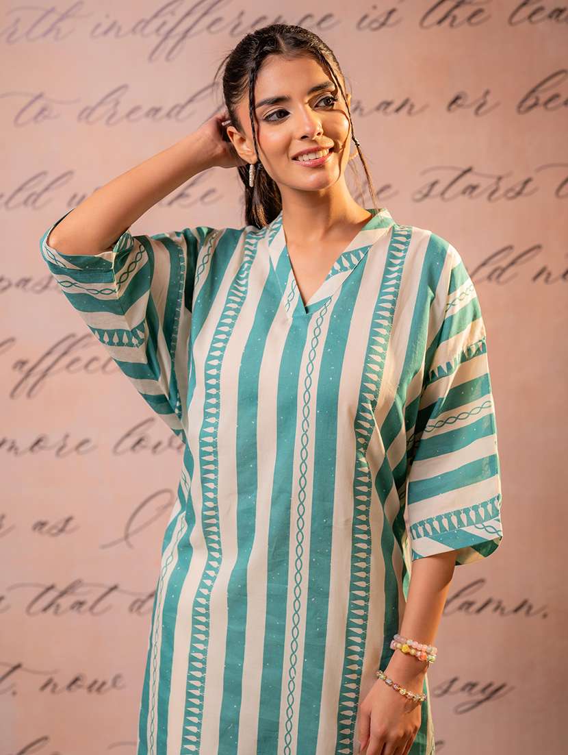 women printed three quarter sleeves straight kurta - 22550253 -  Standard Image - 1
