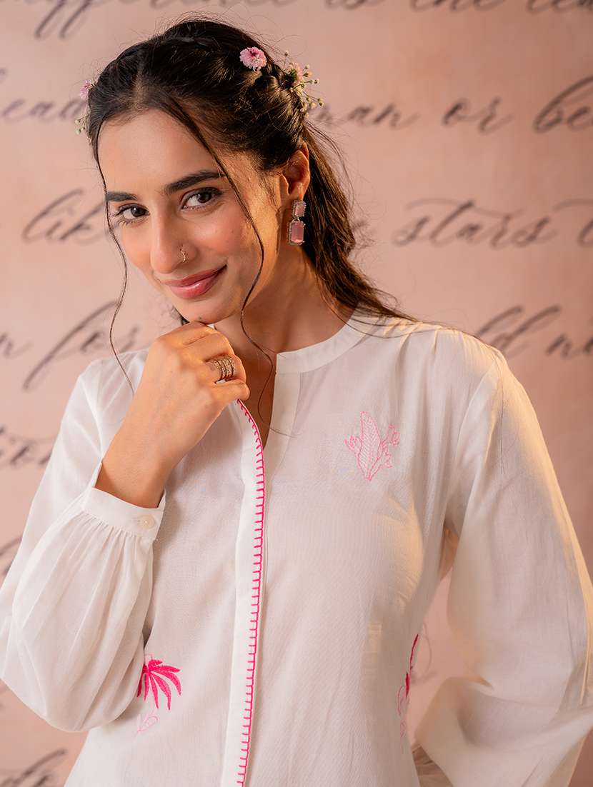 women embroidered long sleeves a-line kurta - 22550257 -  Standard Image - 1
