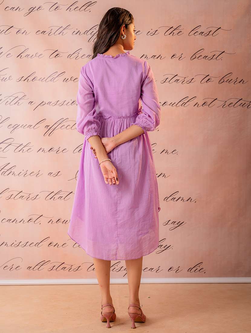 women embroidered three quarter sleeves high low dress - 22550259 -  Standard Image - 4