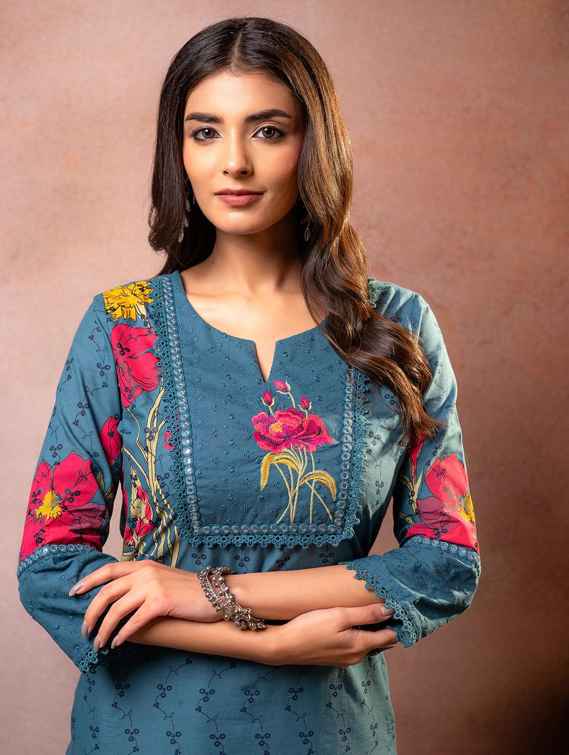 women printed three quarter sleeves straight kurta - 22550272 -  Standard Image - 1