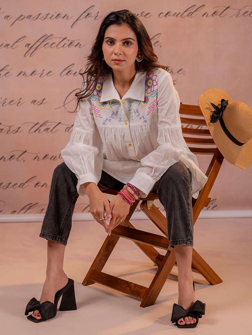 Women Embroidered Collared Flared Tunic - 22550329 -  Standard Image - 4