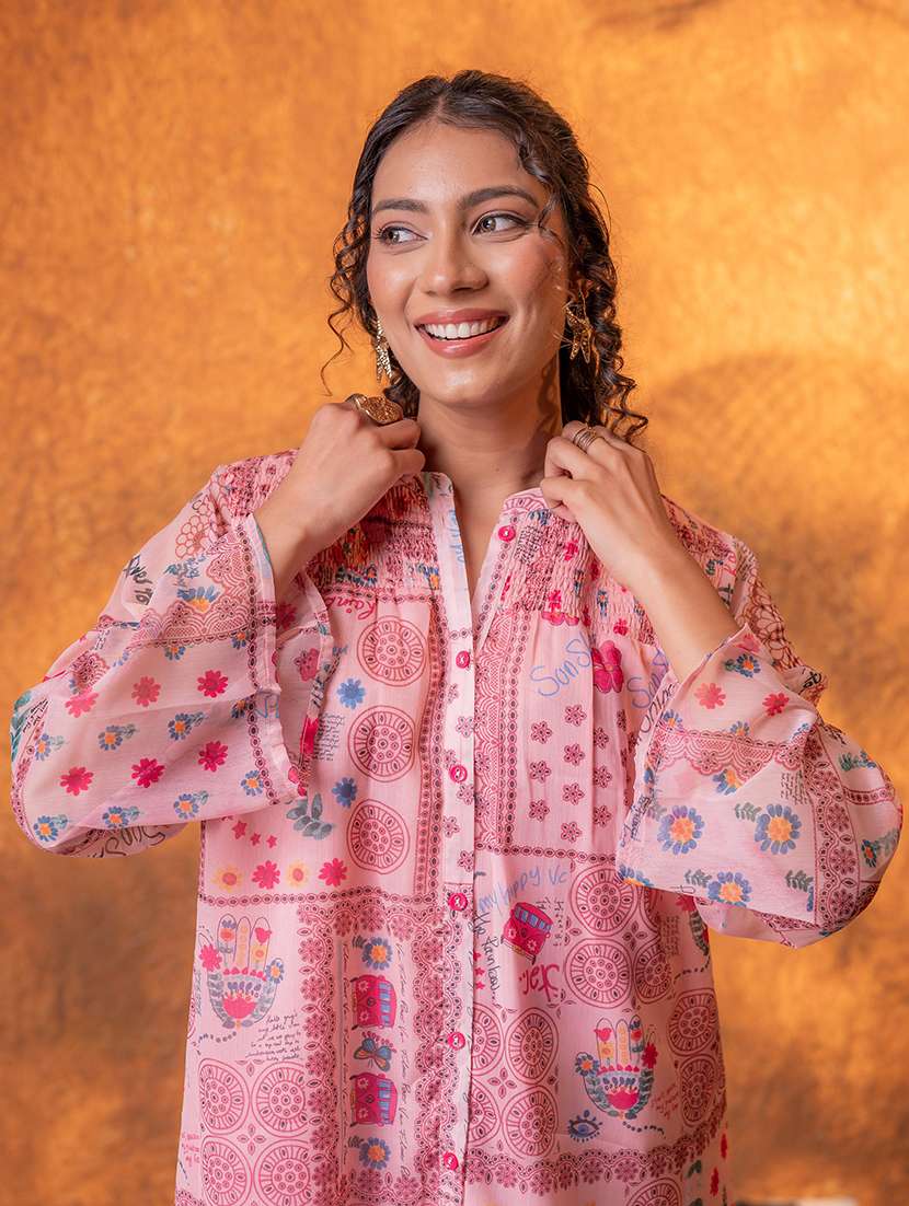 Women Printed Mandarin Enck A-line Tunic - 22550330 -  Standard Image - 1