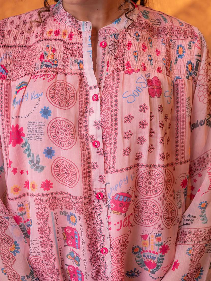 Women Printed Mandarin Enck A-line Tunic - 22550330 -  Standard Image - 4