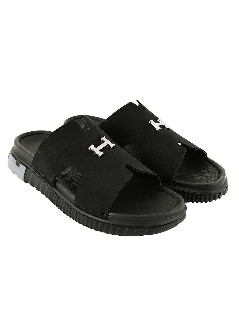 men black slip on sandal - 22550350 -  Standard Image - 1