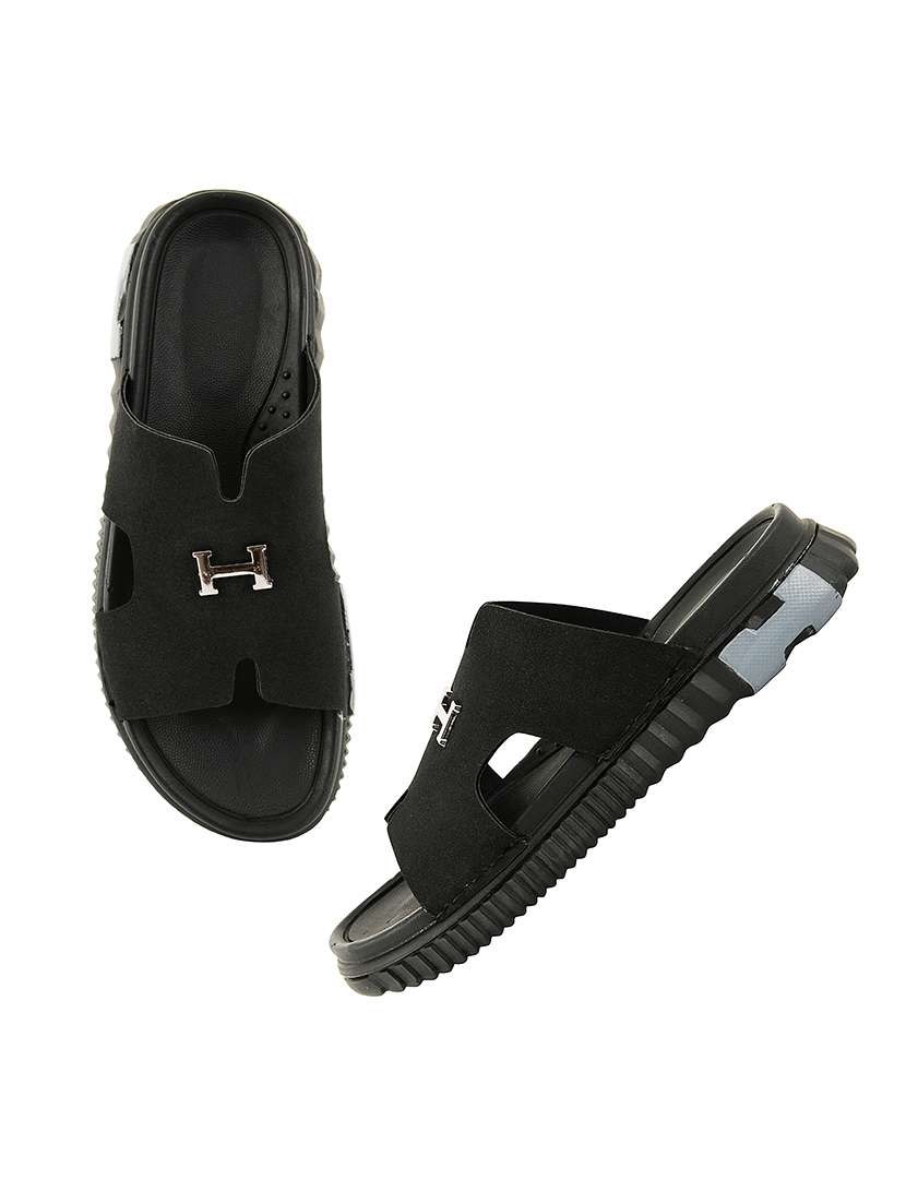 men black slip on sandal - 22550350 -  Standard Image - 4