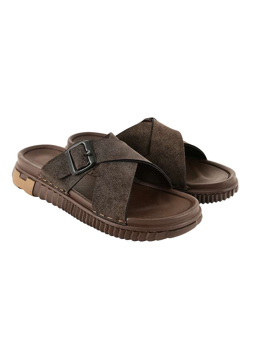 men brown slip on sandal - 22550352 -  Standard Image - 1