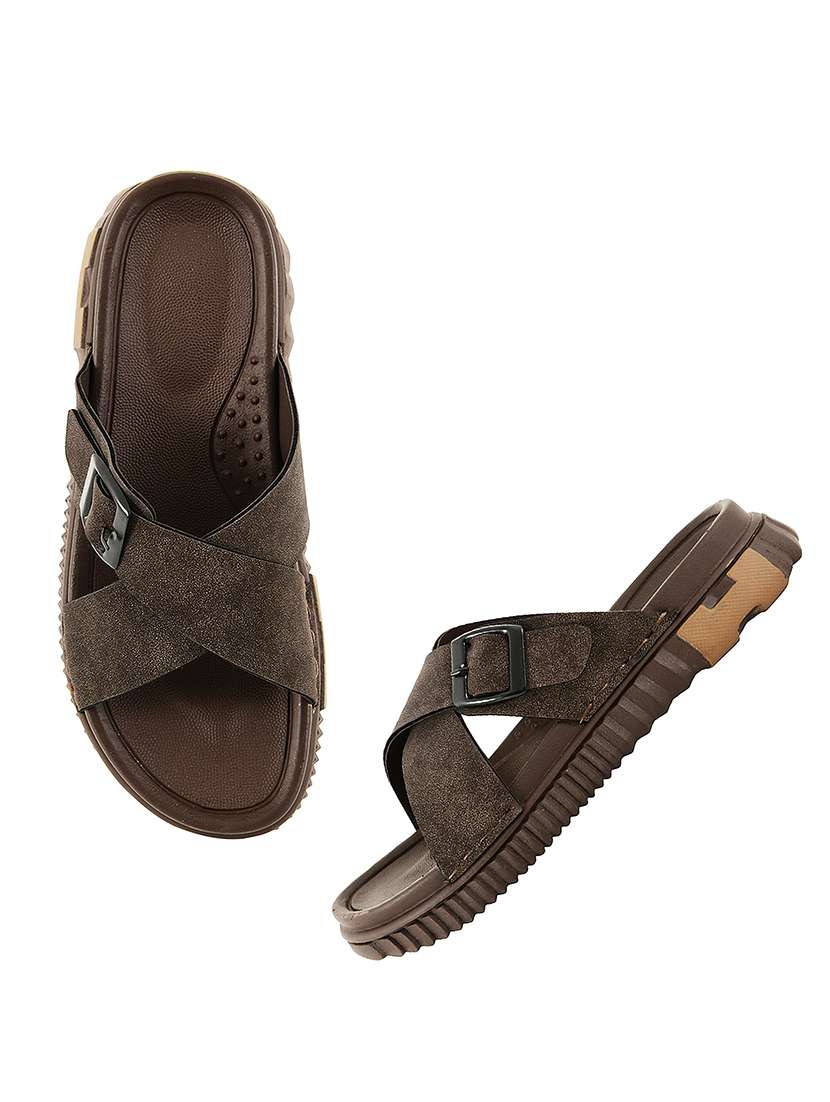 men brown slip on sandal - 22550352 -  Standard Image - 4