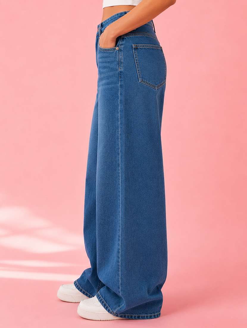 women washed mid rise baggy jeans - 22550354 -  Standard Image - 1