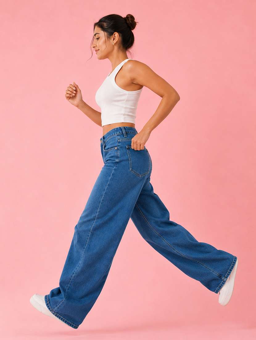 women washed mid rise baggy jeans - 22550354 -  Standard Image - 4