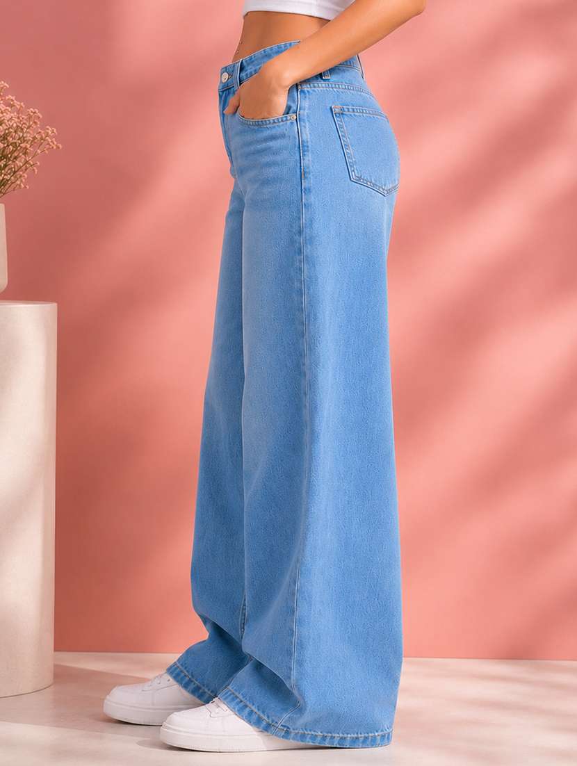 women washed mid rise baggy jeans - 22550355 -  Standard Image - 1