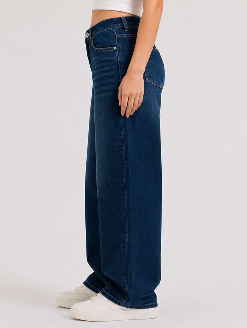 women washed mid rise baggy jeans - 22550357 -  Standard Image - 1