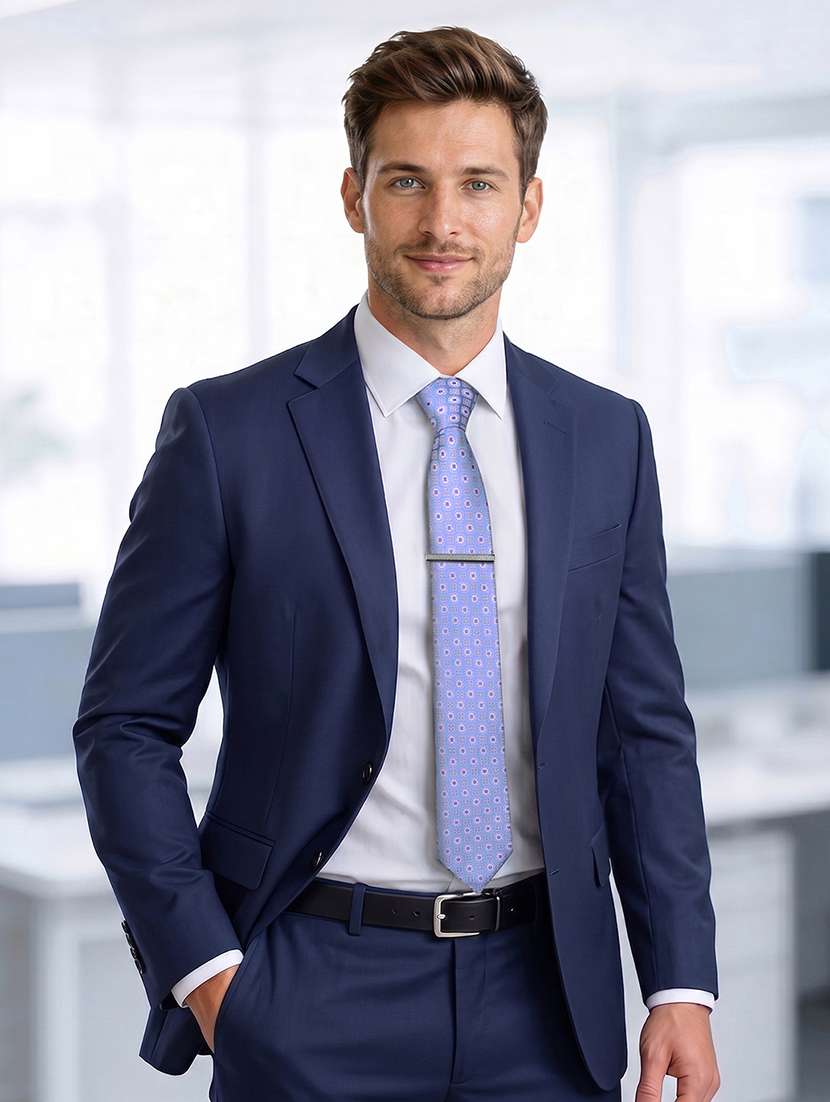 work wear pastel blue polka dot tie set with pocket square and cufflinks - 22550362 -  Standard Image - 1