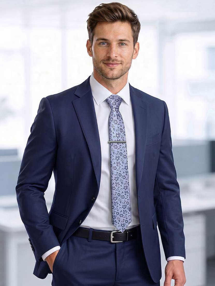 louis stitch blue floral tie pocket square and cufflink set - 22550364 -  Standard Image - 1