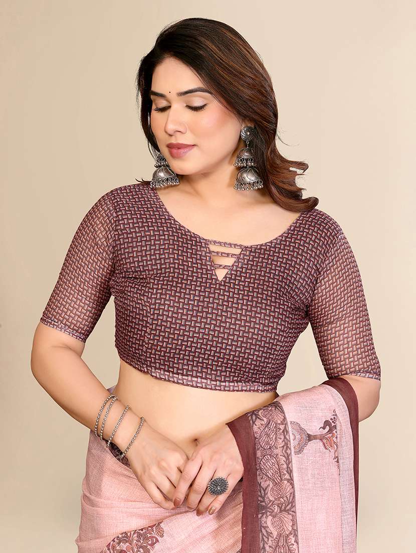 Women Printed Casual Wear Saree With Blouse - 22550395 -  Standard Image - 4