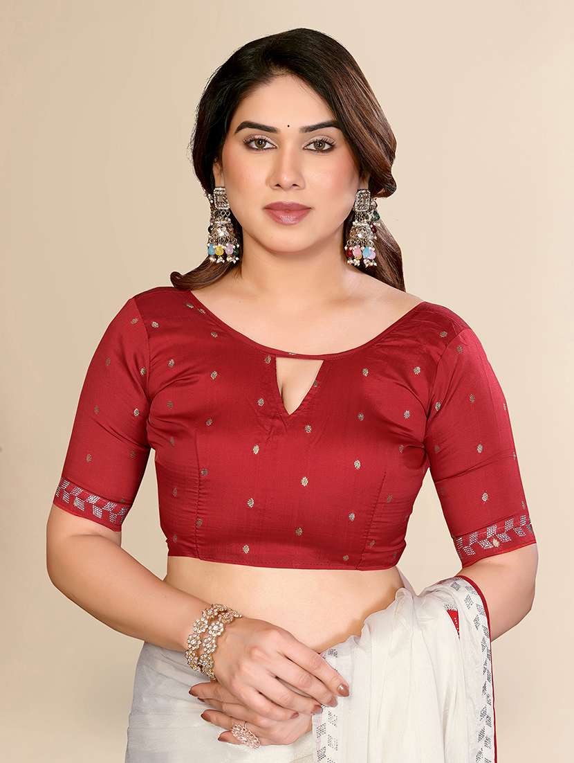 women solid with work embroidered saree with blouse - 22550398 -  Standard Image - 4