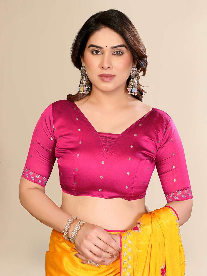 Women Solid With Work Embroidered Saree With Blouse - 22550400 -  Standard Image - 4
