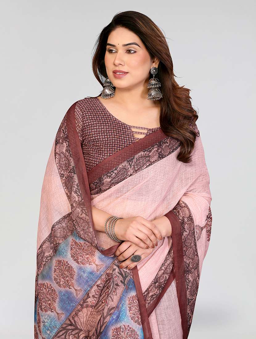 Women Printed Casual Wear Saree With Blouse - 22550421 -  Standard Image - 1